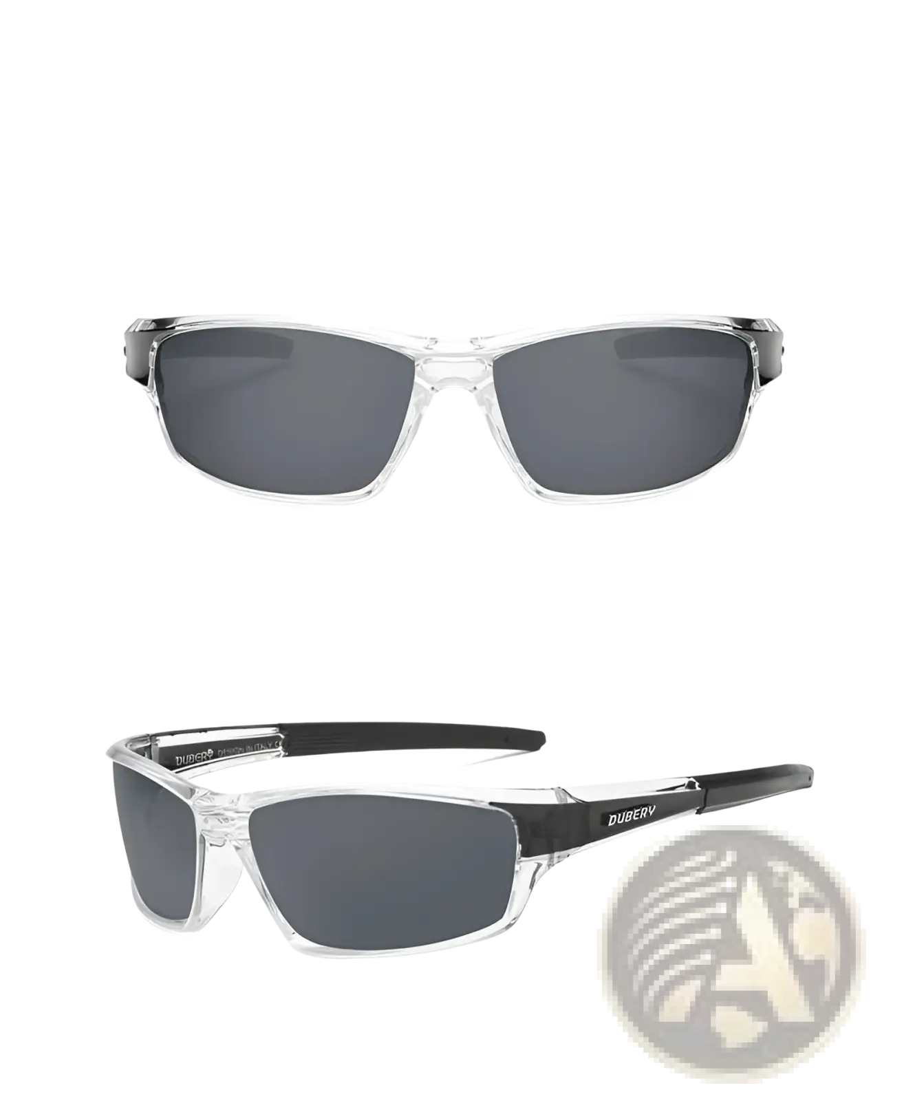Dubery Retro Polarized Sport Sunglasses with Clear Frames
