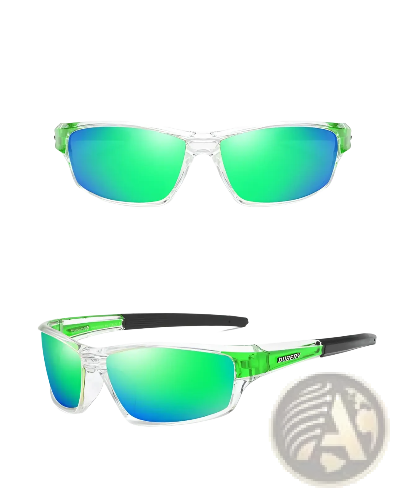 Dubery Retro Polarized Sport Sunglasses with Clear Frames