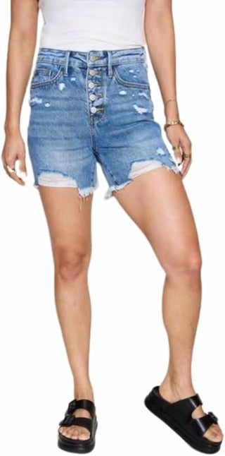 Judy Blue - High Rise Rigid Magic Button Fly Cutoff Shorts