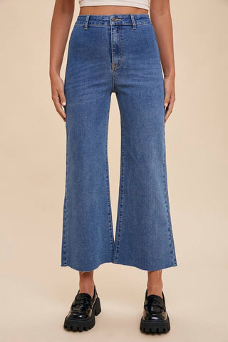 Anniewear - High Rise Wide Leg Cropped Denim Jean