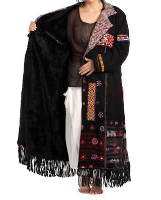 Standawt - Leather Fringe Merino Wool Coat - Plus