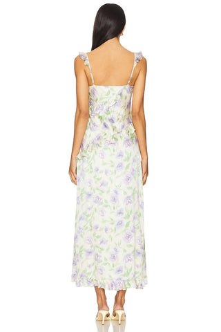 Astr - Rosalina Satin Floral Midi Dress
