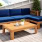 TOPMAX Outdoor 5-Piece Wood Sectional Patio Sofa Set with Blue Cushions