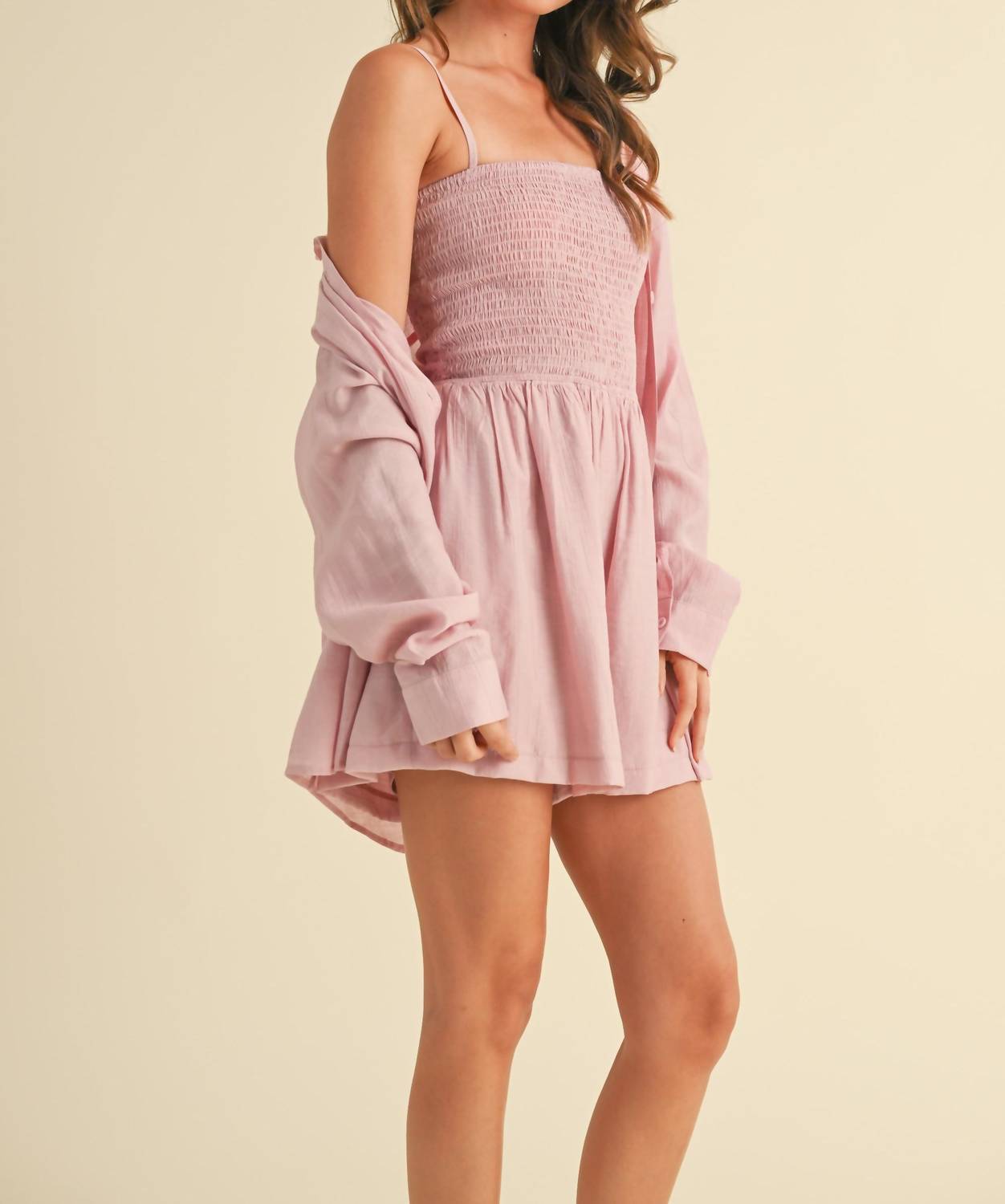Klesis - Emilia Crinkle Romper And Shirt Set
