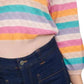 &Isla - Peace Stripe V Neck Sweater