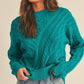&Merci - Chunky Cable Knit Crew Neck Sweater