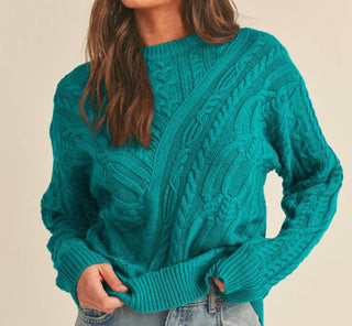 &Merci - Chunky Cable Knit Crew Neck Sweater