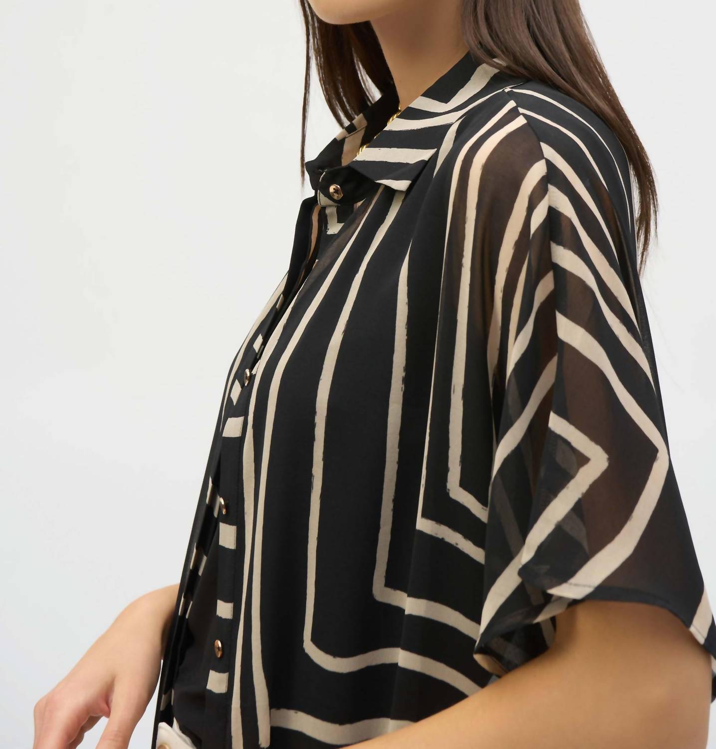 Joseph Ribkoff - Chiffon Geometric Print Blouse