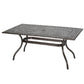 Celestine Outdoor Cast Aluminum Dining Table with Floral Lattice and Umbrella Holder