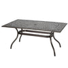Celestine - Outdoor Cast Aluminum Dining Table With Floral Lattice Design And Umbrella Holder