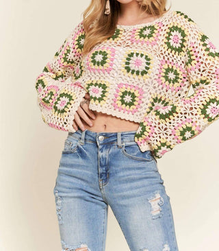 Trendsi - Adora Multicolor Crochet Crop Top