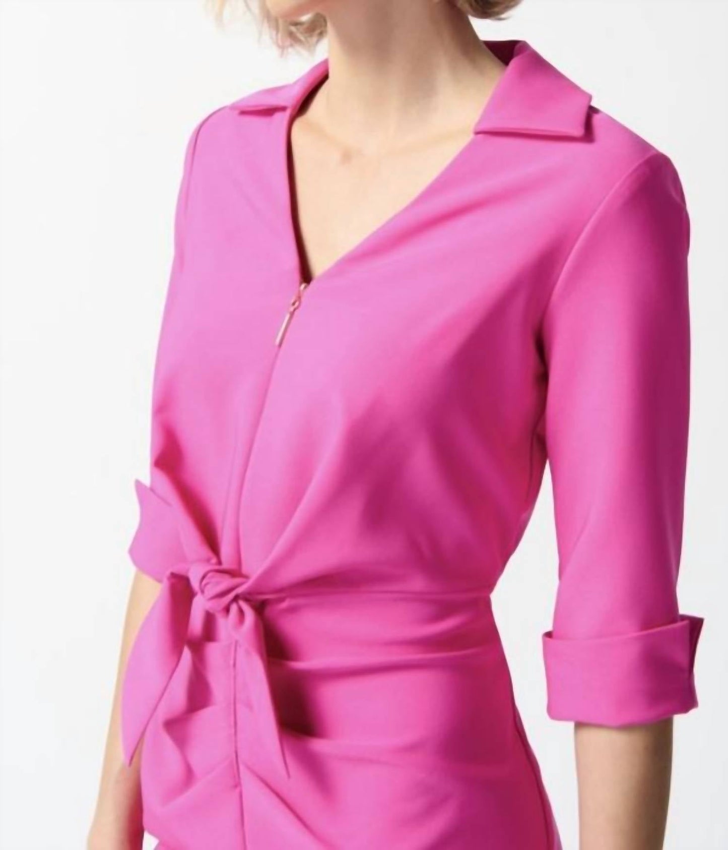 Joseph Ribkoff - 3/4 Sleeves V-neck Collared Dress