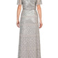 Aidan Mattox - V-neck Sequined Piping Detail Mesh Gown