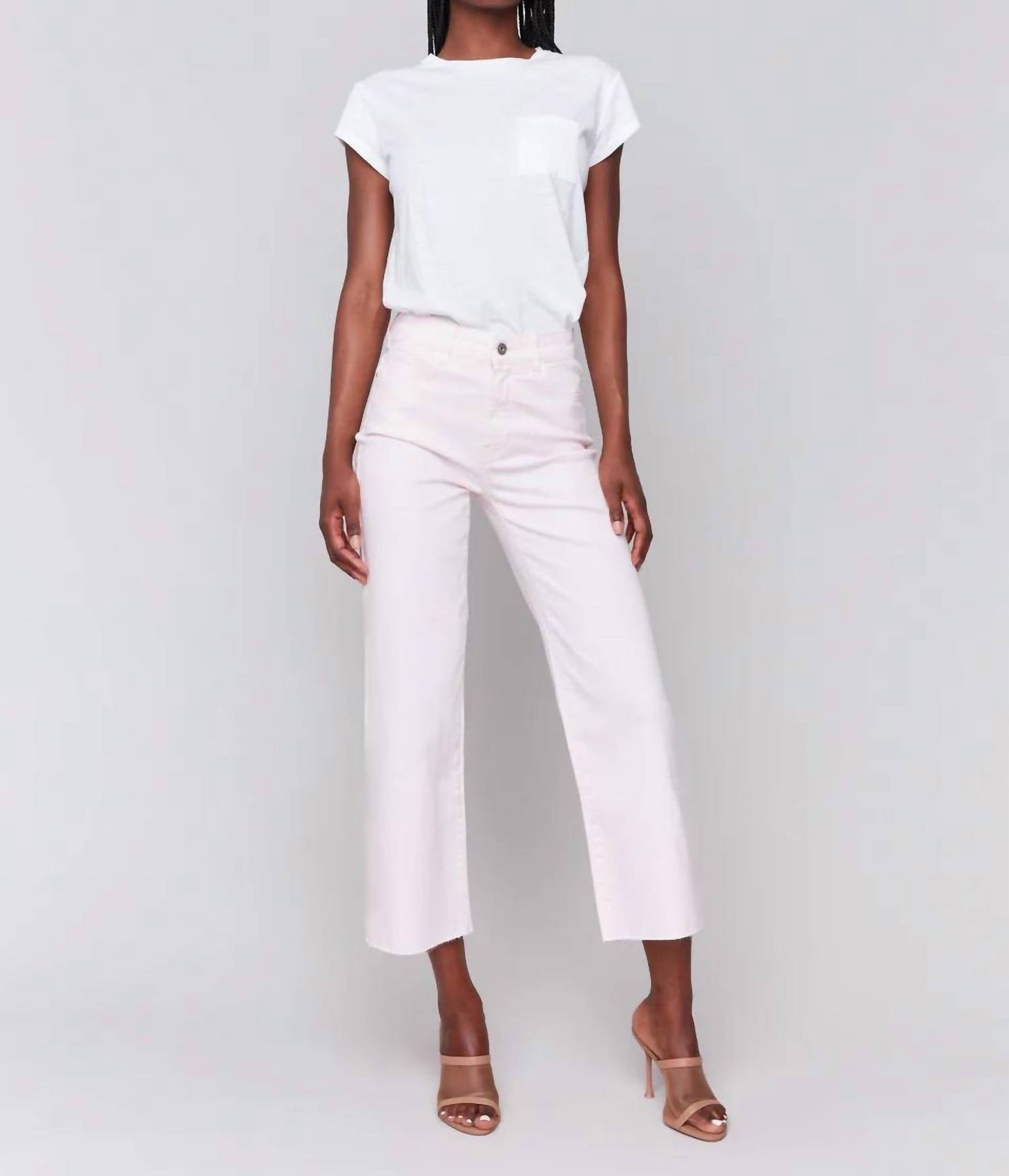Charlie B - Wide Leg Twill Pants With Raw Edge