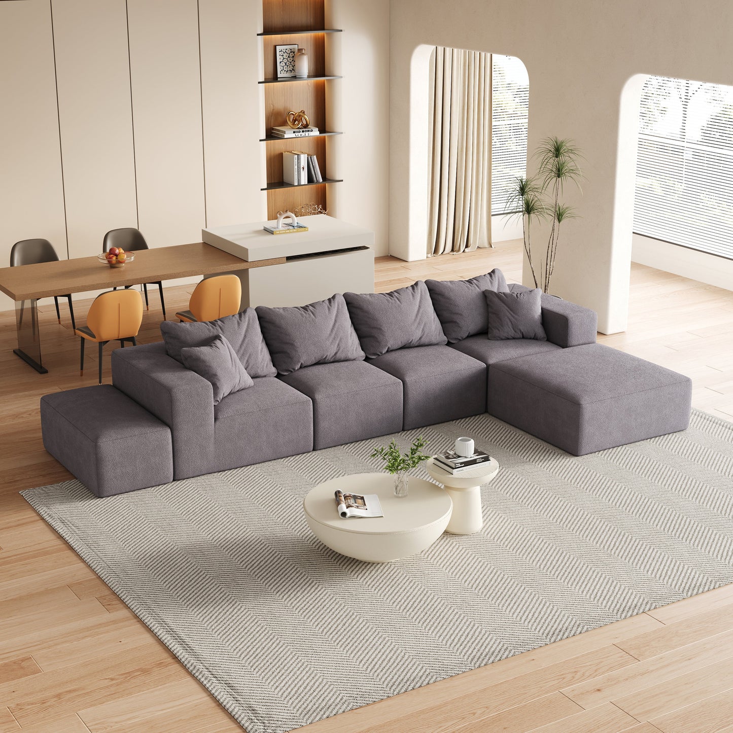 Modern Upholstered Sectional Boneless Couch Set