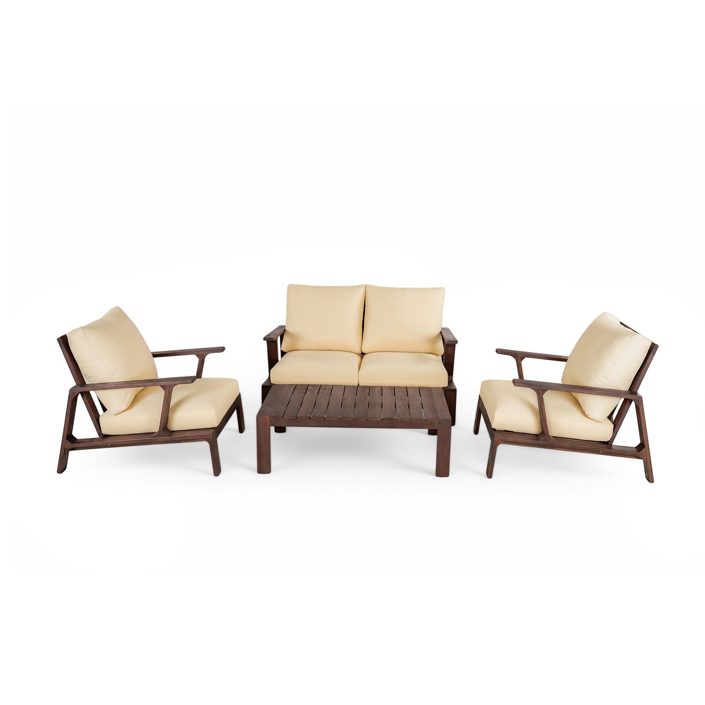 4 Pieces Outdoor Sofa Set with Cushions and Coffee Table