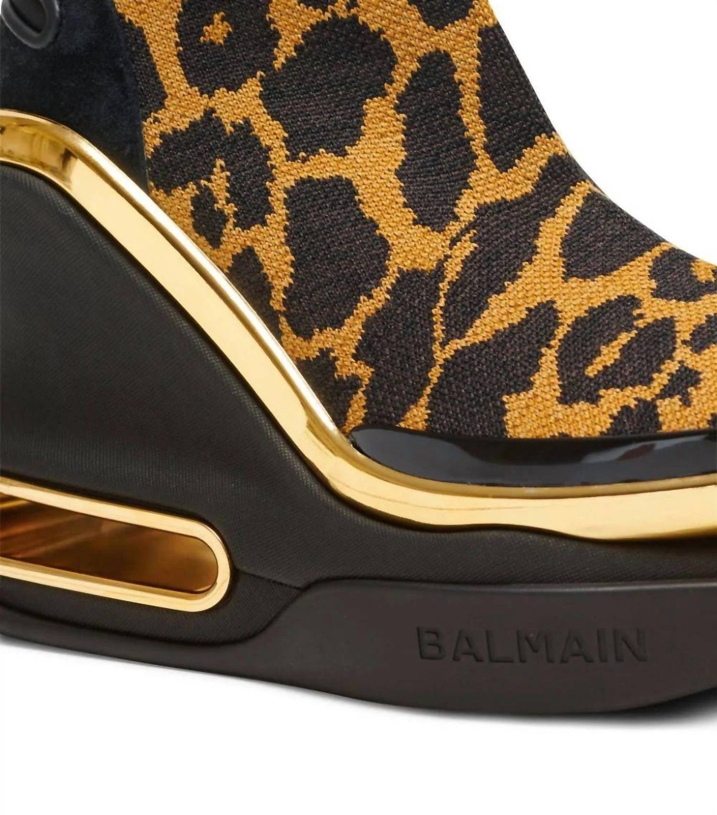 Balmain - Women's Leopard B-bold Wedge High-top Sneakers