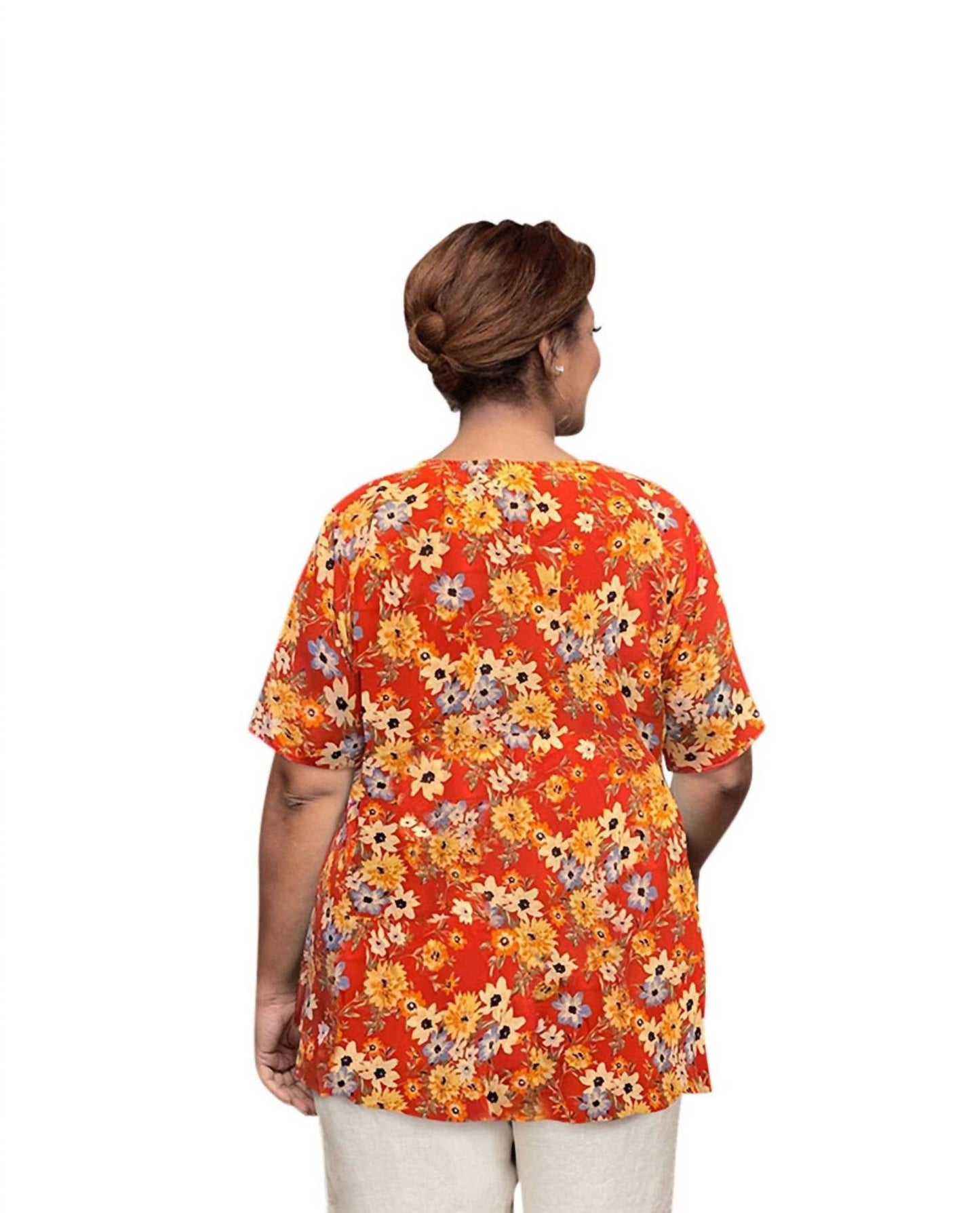 On The Plus Side - Printed Square Neck Tunic - Plus