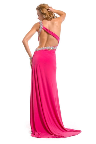 Rachel Allan - One Shoulder Heavily Beaded Strap Gown