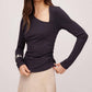 Fifteen Twenty - Shay Asymmetric Shirred Long Sleeve Top