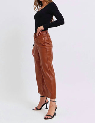 Judy Blue - Faux Leather Crop Wide Pants