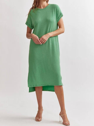 Entro - Ribbed Short Sleeve Midi Dress