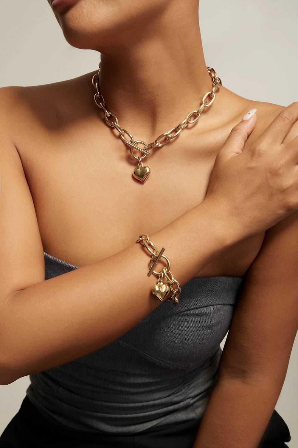 Eklexic - Women's Alana Puffy Heart Charm Necklace