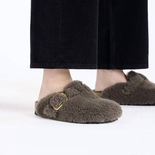 Birkenstock - Women's Boston Big Buckle Shearling Sandals Narrow