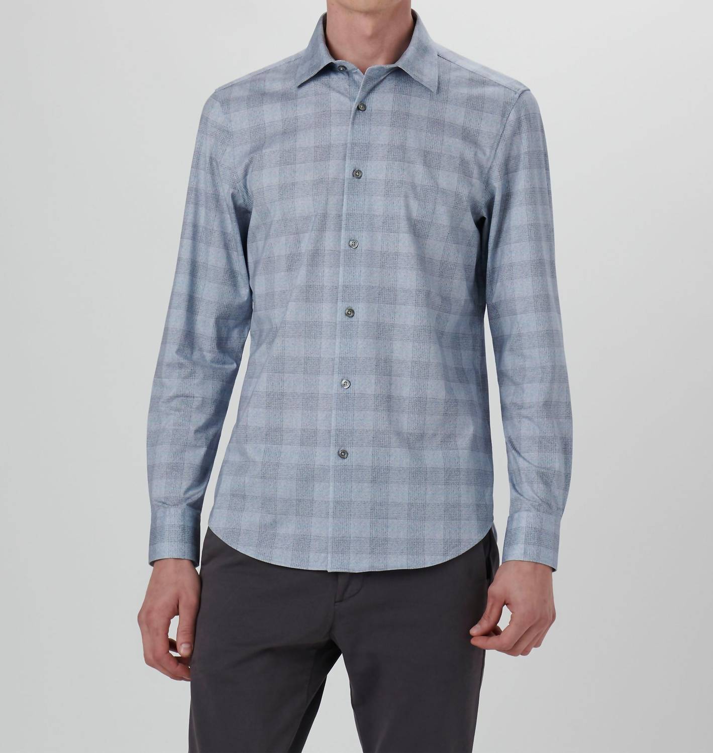 Bugatchi Uomo - Glen Plaid 6 Way Stretch Long Sleeve Shirt