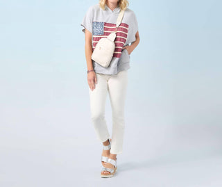 Coco + Carmen - Vintage Look Americana Patriotic Hooded Top