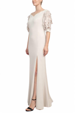 Alberto Makali - Embellished Lace Sleeve Mermaid Slit Side Gown