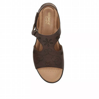 Andrea - Women's Leather Wedge Sandals With Plush Footbed