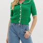 Entro - Solid Pointelle Sweater Knit Top