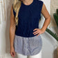 Eesome - Sweater Vest With Striped Layer Top