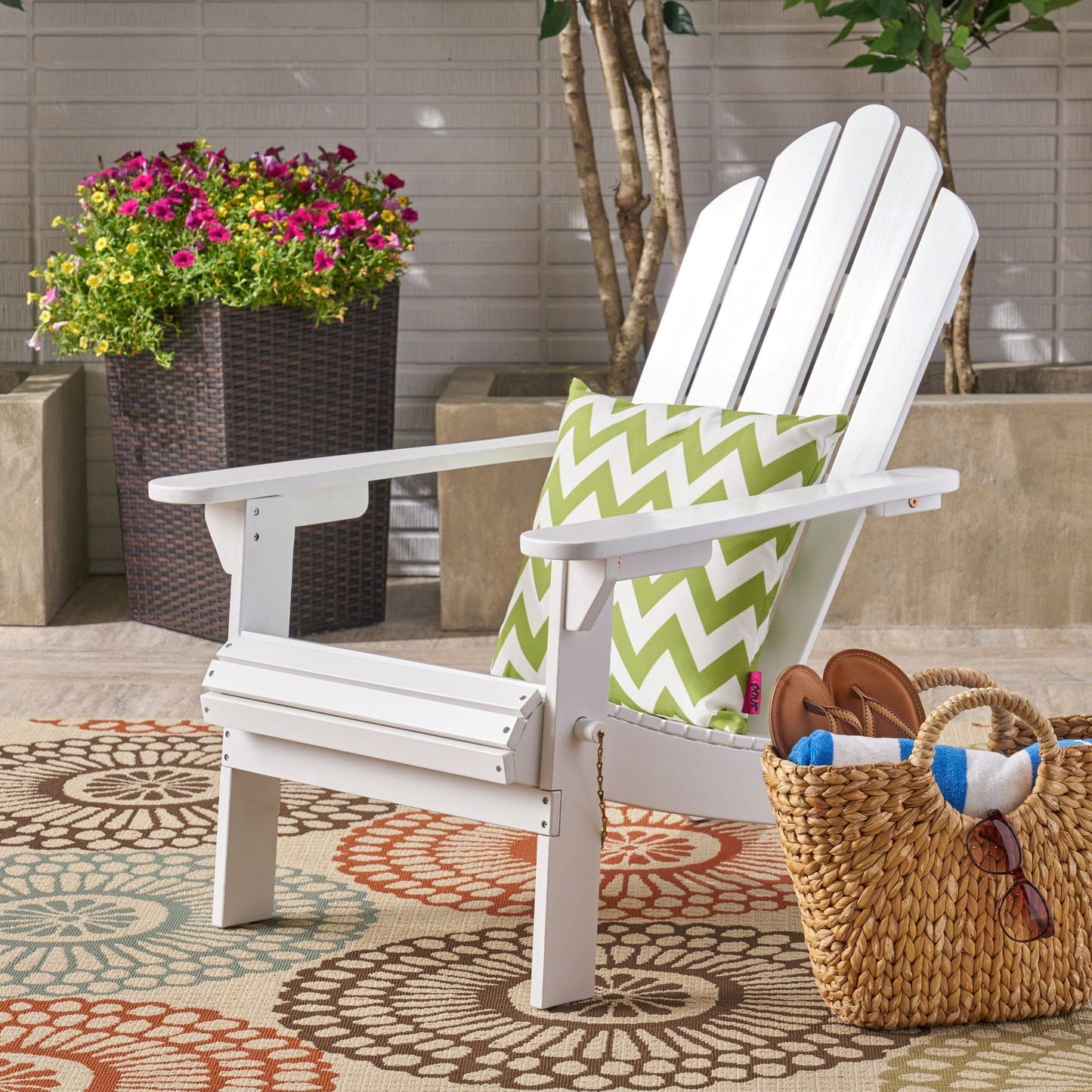 Aurascape Outdoor Acacia Wood Foldable Adirondack Chair