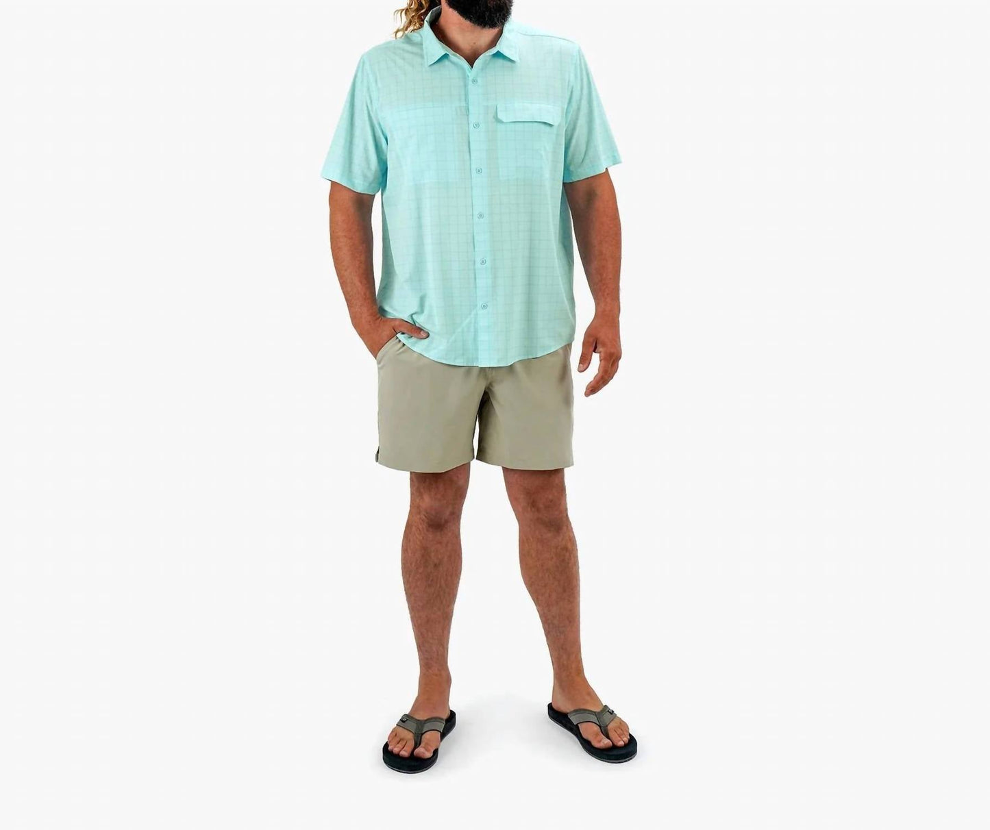 Aftco - Air-o Mesh Printed Short Sleeve Button Down Shirt