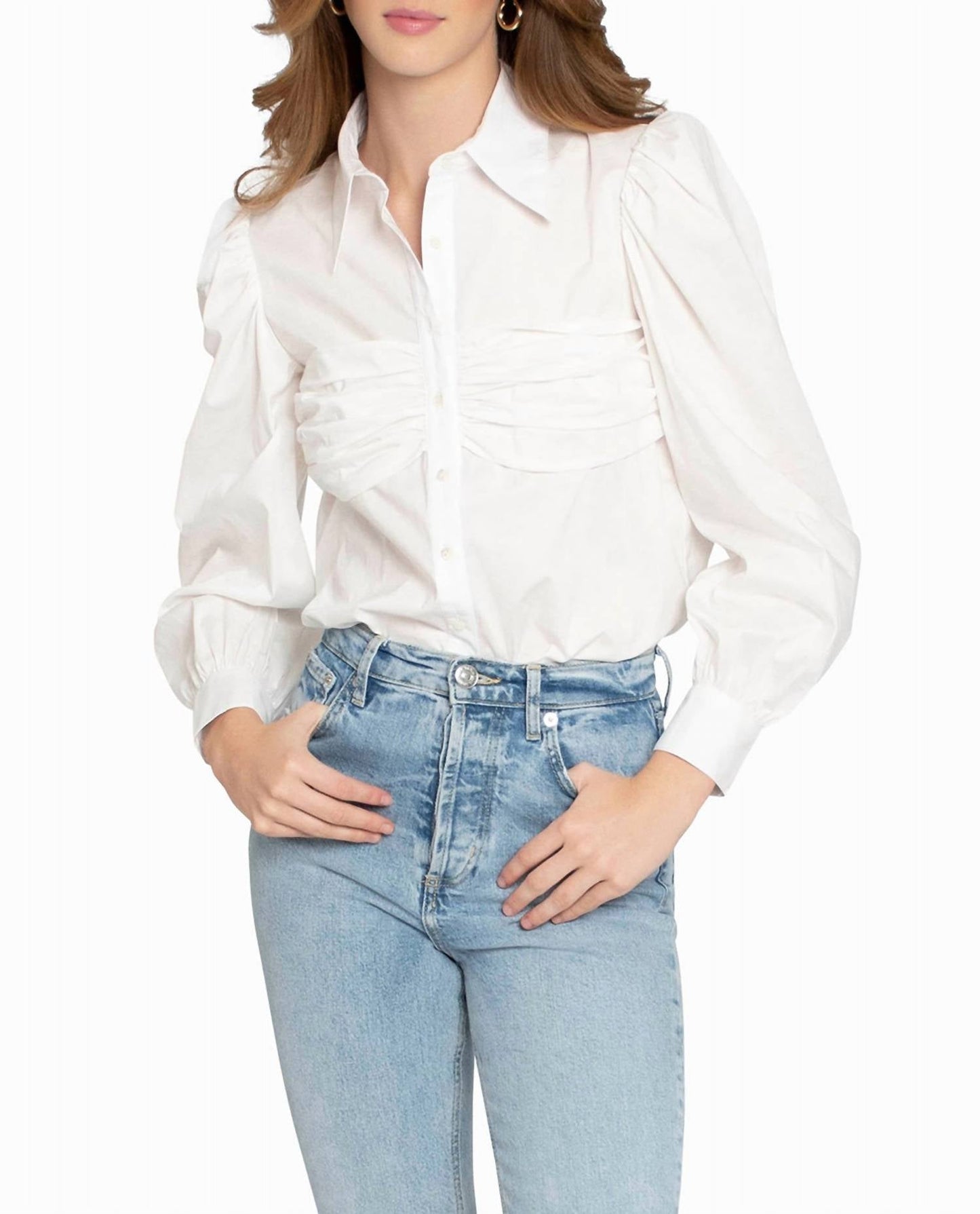 Nicole Miller - Cotton Poplin Button Down Top