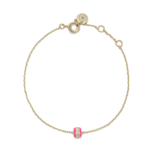 Eklexic - Women's Pink Enamel & Cubic Zirconia Channel Rondelle Bracelet