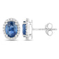 2.16 Carat Genuine Blue Sapphire and White Diamond 14K White Gold Earrings