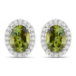 1.92 Carat Genuine Green Tourmaline and White Diamond 14K White Gold Earrings