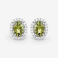 1.92 Carat Genuine Green Tourmaline and White Diamond 14K White Gold Earrings