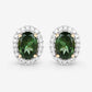 1.92 Carat Genuine Green Tourmaline and White Diamond 14K Yellow Gold Earrings