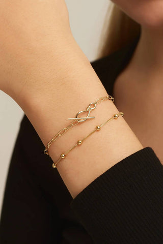 Eklexic - Women's Knot Toggle Paperclip Chain Bracelet