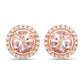 0.93 Carat Genuine Morganite and White Diamond 14K Rose Gold Earrings
