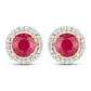 1.22 Carat Genuine Ruby and White Diamond 14K Yellow Gold Earrings