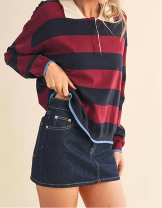 &Merci - Striped Rugby Polo Shirt