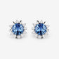 1.87 Carat Genuine Blue Sapphire and White Diamond 14K White Gold Earrings