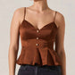 Astr - Paislee Satin Pleated Peplum Top