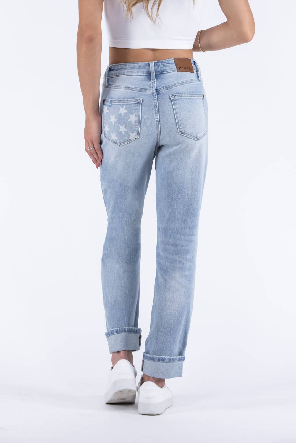 Judy Blue - The Justice Mid-Rise Americana Flag Cuffed Boyfriend Denim