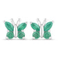 0.88 Carat Genuine Emerald .925 Sterling Silver Earrings